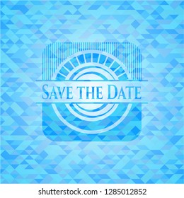 Save the Date realistic light blue mosaic emblem