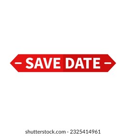 Save Date In Red Color And Hexagonal Rectangle Shape For Announcement
