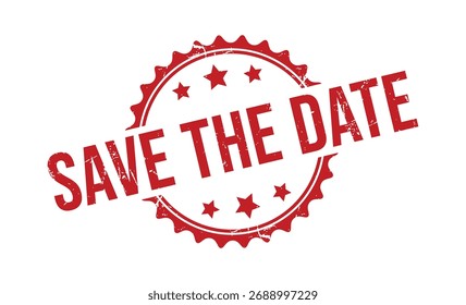 SAVE THE DATE red rubber stamp vector design.