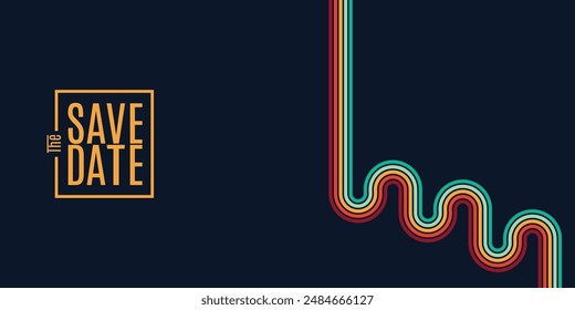 Save the date, Retro Save the date banner. colorful background Can be used for business, marketing and advertising.