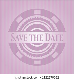 Save the Date retro pink emblem