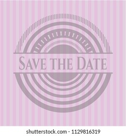 Save the Date retro pink emblem