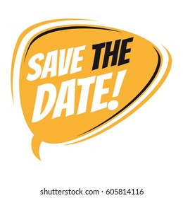 save the date retro speech balloon