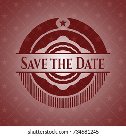 Save the Date retro style red emblem