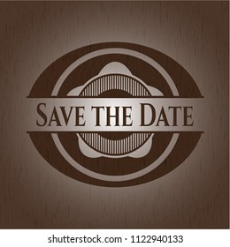 Save the Date retro style wood emblem