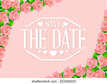 save the date roses border background sign illustration design graphic