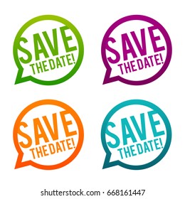 Save the Date round Buttons. Circle Eps10 Vector.