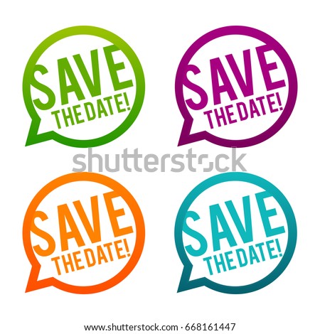 Save the Date round Buttons. Circle Eps10 Vector.