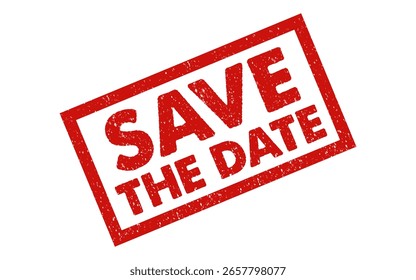 Guardar El sello de goma de la fecha sello grunge tinta roja símbolo de la etiqueta de símbolo polvoriento efecto granulado insignia vintage calendario de eventos fecha recordatorio cronología atención de la cita