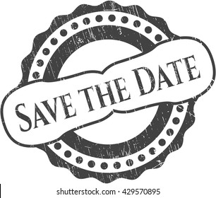 Save the Date rubber stamp with grunge texture