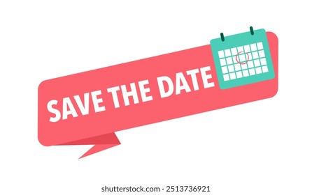 Save the date sign, emblem, label, banner, sticker vector illustration.