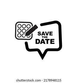 save the date sign on white background