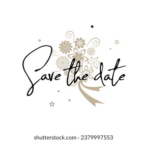 save the date sign on white background