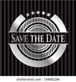Save the Date silver shiny badge