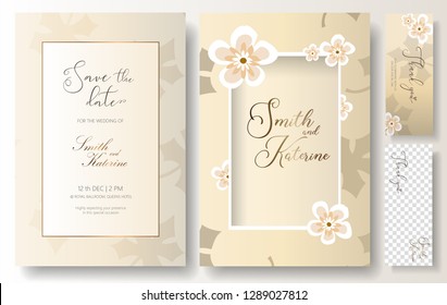 Save the date special day wedding anniversary card with thank you card vector templates