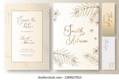 Save the date special day wedding anniversary card with thank you card vector templates