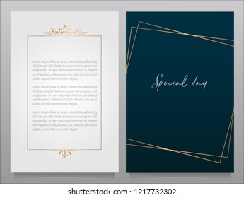 SAVE THE DATE SPECIAL EVENT CARD VECTOR TEMPLATE WITH A GOLDEN FRAME ( ROYAL THEME ) design element for wedding card / birthday card and for special events