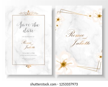 save the date special white floral wedding birthday anniversary card vector template.