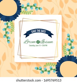 save the date square frame vector illustration design