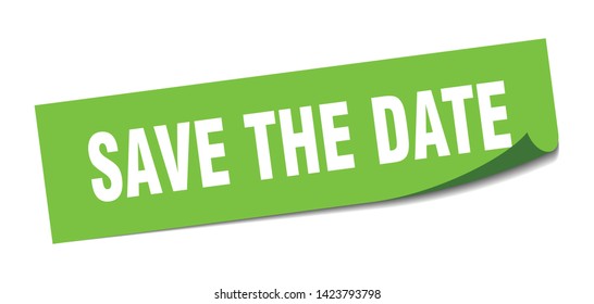 save the date square sticker. save the date sign. save the date banner