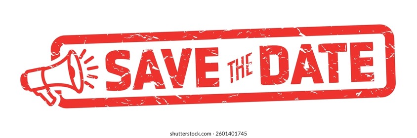 Save the date stamp with megaphone
