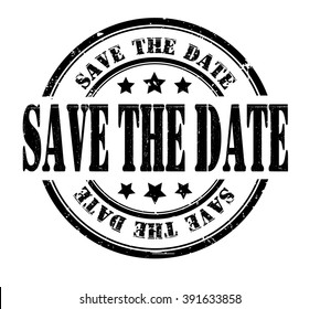save the date stamp on a white, vector illustration
