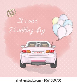 Save the date template with car and balloons