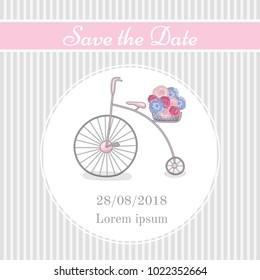 Save the date template with cute retro bike