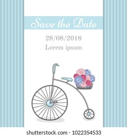 Save the date template with cute retro bike