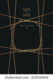 Save date template with elegant thin golden lines