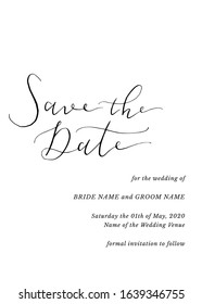 Save the Date Template with Hand Written Calligraphy