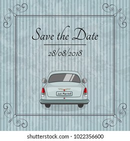 Save the date template with retro car