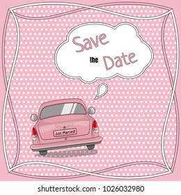 Save the date template with retro car