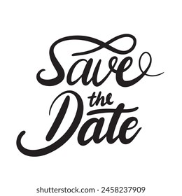 Save the date text banner square composition. Hand drawn vector art.