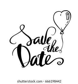 Save the date text calligraphy lettering for wedding or love card