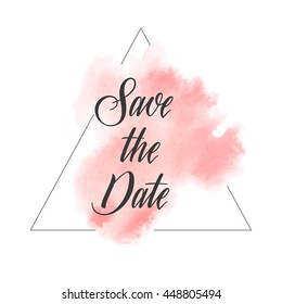 Save the date text sign over watercolor paint background vector illustration.