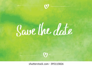 Save the date typographic green