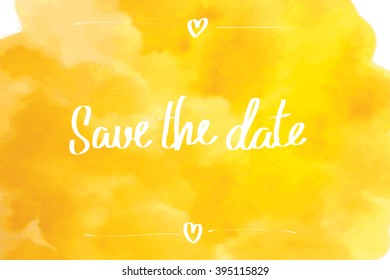 Save the date typographic with watercolor background.