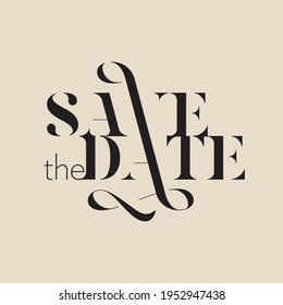 Save the Date typography designed text element for celebration, decoration, wedding, birthday, greeting, Thank you,  invitation, fashion, Beauty, Tattoo, use. 