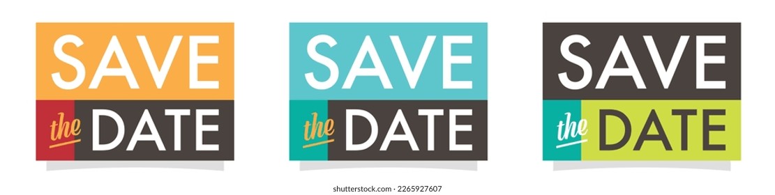 Save the date typography on colored rectangles