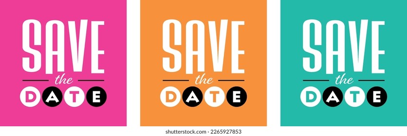 Save the date typography on colorful background