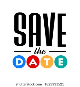 Save the date typography on white background