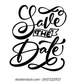 Save the date typography vector illustration on white solid background