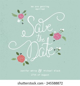 Save The Date Typography. Wedding Invitation Card.