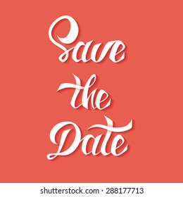 Save the Date vector card template with hand drawn unique typography