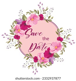 save the date vector floral frame design, floral frame, floral wreath for wedding invitation card, save the date card