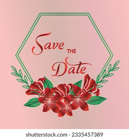 save the date vector floral frame design, floral frame, floral wreath for wedding invitation card, save the date card