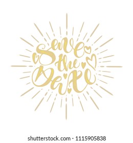 Save the date vector. Handdrawn lettering for wedding cards.
