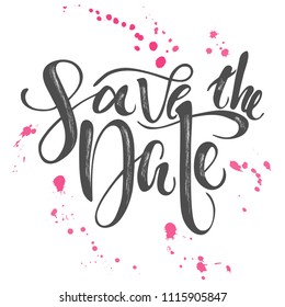 Save the date vector. Handdrawn lettering for wedding cards.