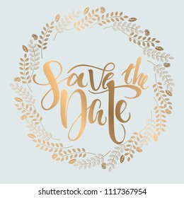 Save the date vector. Handdrawn lettering for wedding cards.